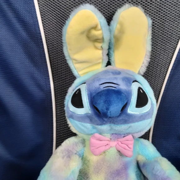 Disney Store 2020 Stitch Easter Bunny Plush Tie Dye Blue 12" - Picture 3 of 16
